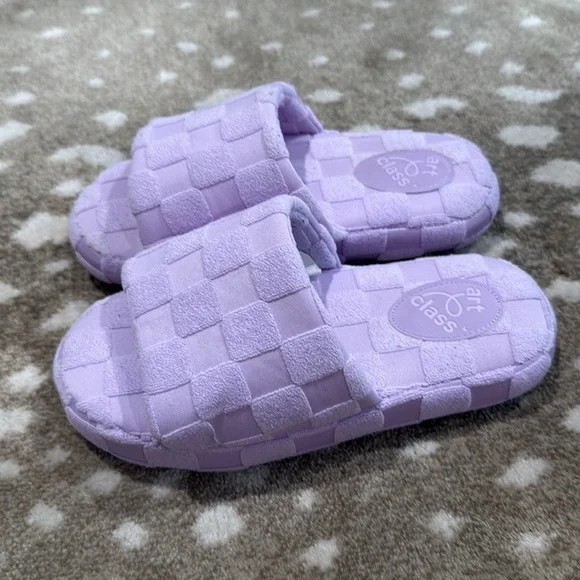 Art Class Little Girls Purple Woven Slide Slippers. Size M (2/3) - Picture 6 of 9